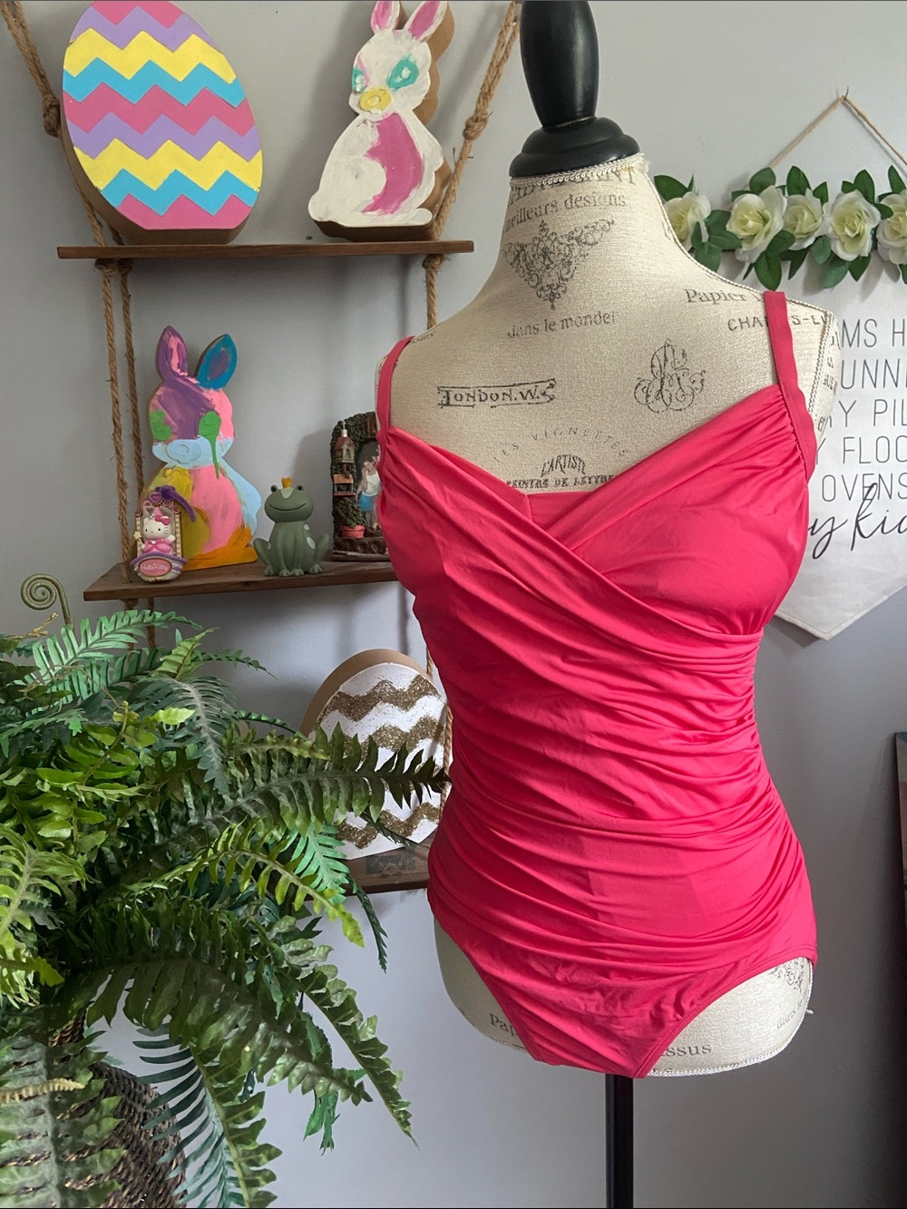Jantzen 12 Pink Ruched One Piece Swimsuit